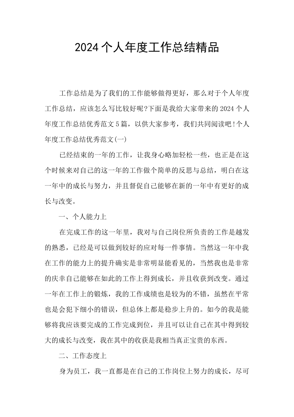 2024个人年度工作总结精品_第1页