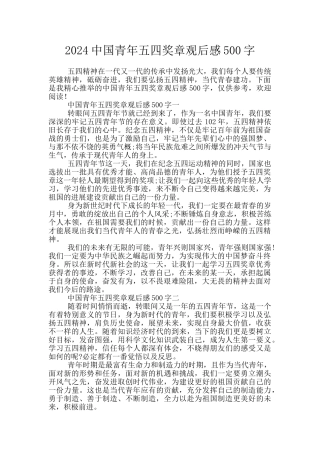 2024中国青年五四奖章观后感500字