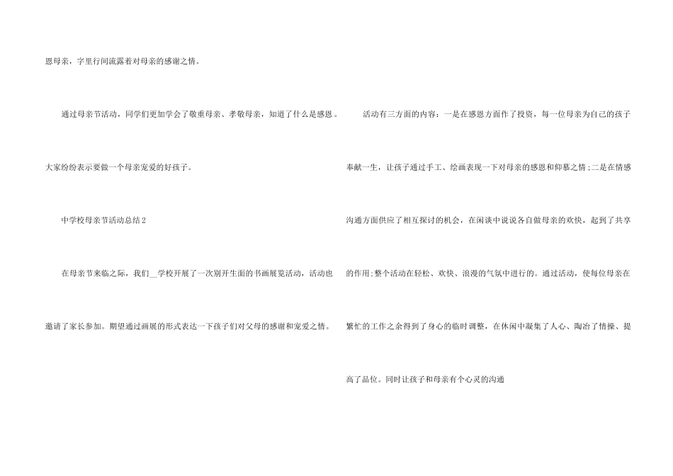 2024中小学母亲节活动总结_第2页
