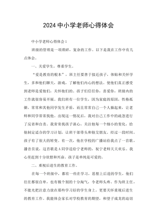 2024中小学教师心得体会