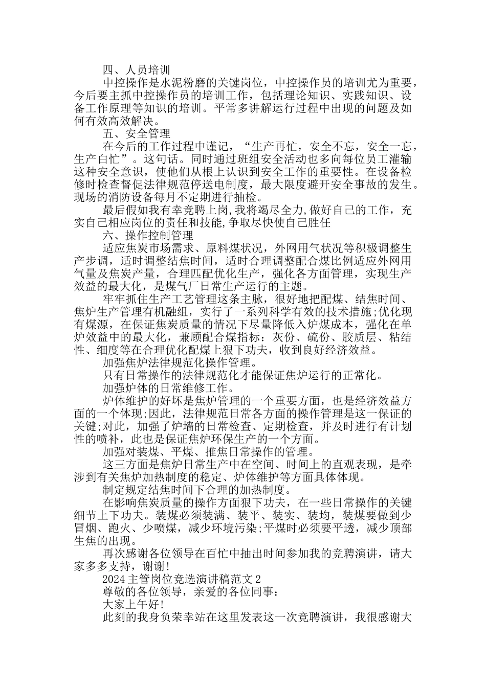 2024主管岗位竞选演讲稿范文五篇_第2页