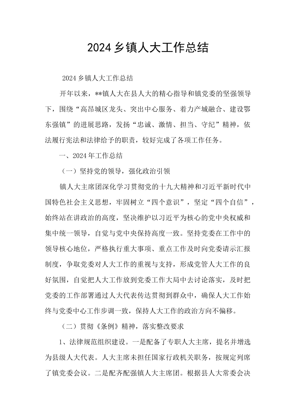 2024乡镇人大工作总结_第1页