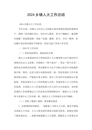 2024乡镇人大工作总结