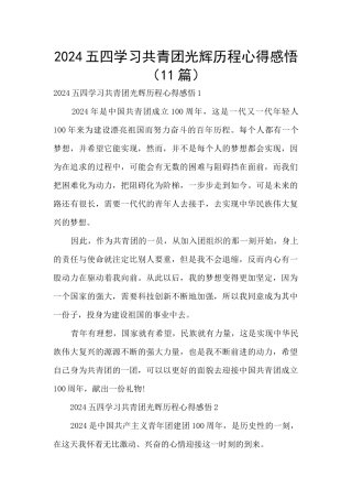 2024五四学习共青团光辉历程心得感悟