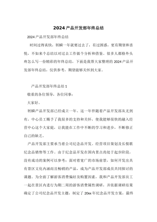 2024产品开发部年终总结