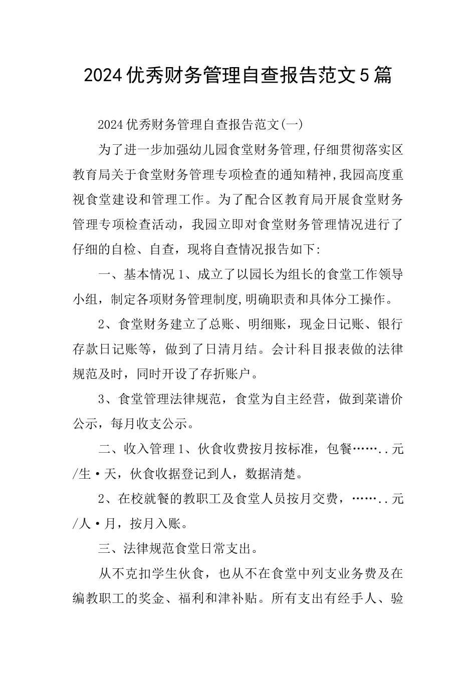 2024优秀财务管理自查报告范文5篇_第1页