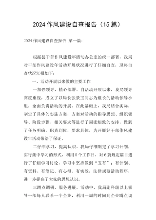 2024作风建设自查报告