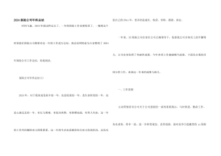 2024保险公司年终总结