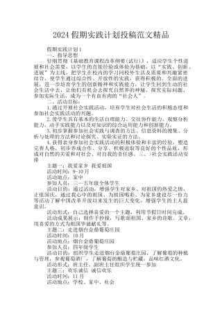 2024假期实践计划投稿范文精品
