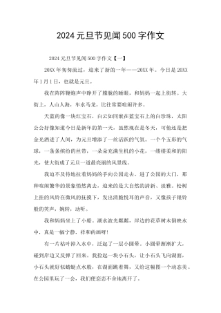 2024元旦节见闻500字作文