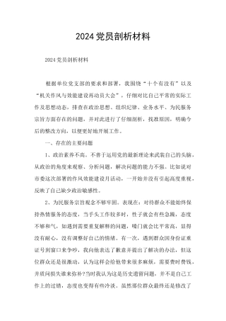 2024党员剖析材料