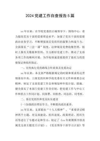 2024党建工作自查报告5篇