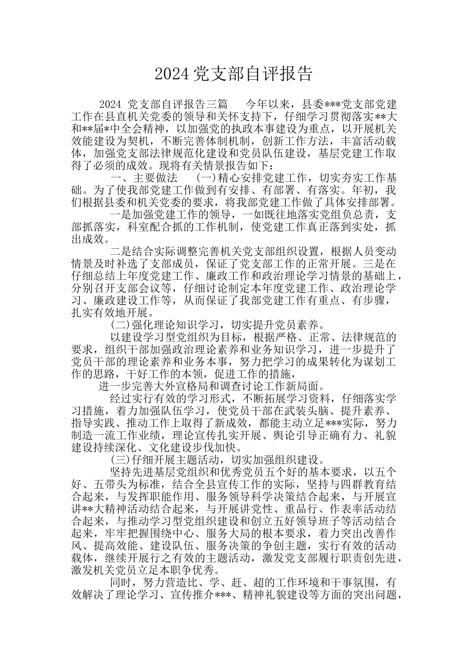 2024党支部自评报告_第1页