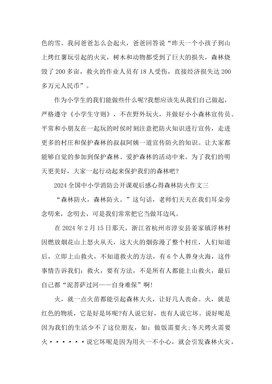 2024全国中小学消防公开课观后感心得森林防火作文_第3页