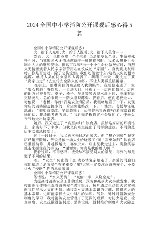 2024全国中小学消防公开课观后感心得5篇