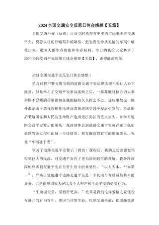 2024全国交通安全反思日体会感想