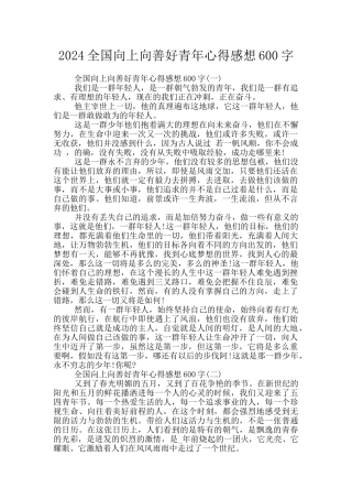 2024全国向上向善好青年心得感想600字