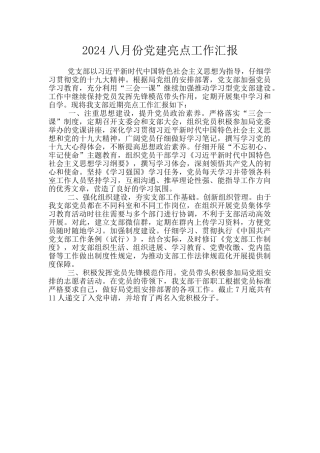 2024八月份党建亮点工作汇报
