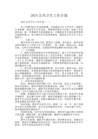 2024公共卫生工作计划