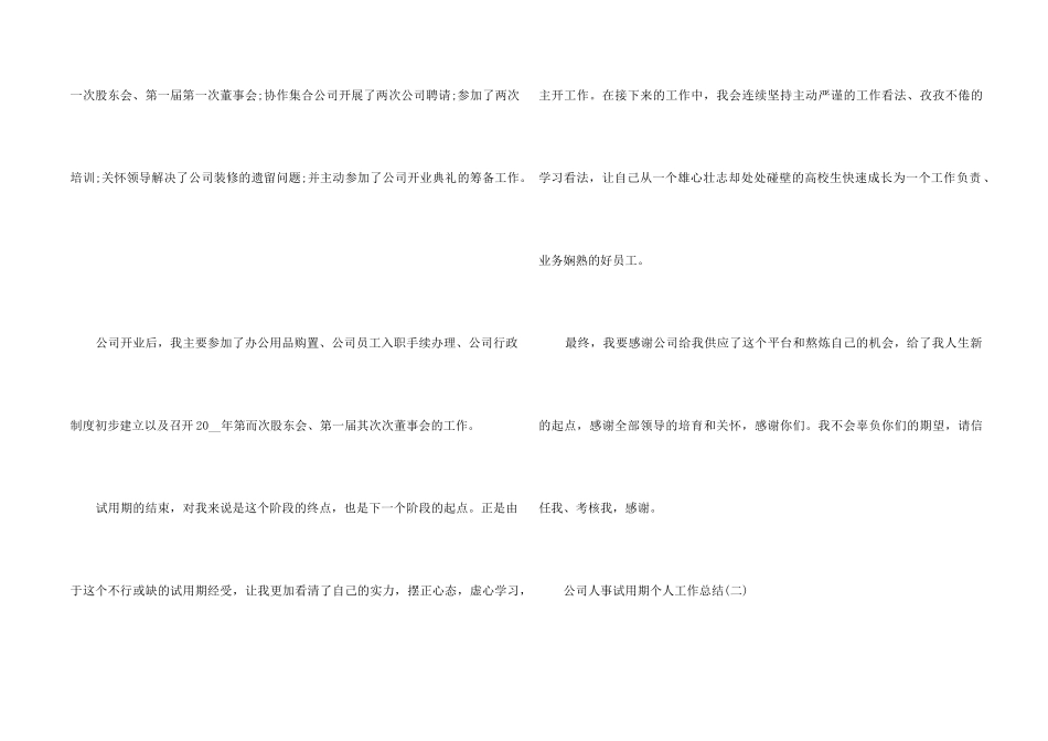 2024公司人事试用期个人工作总结5篇_第2页