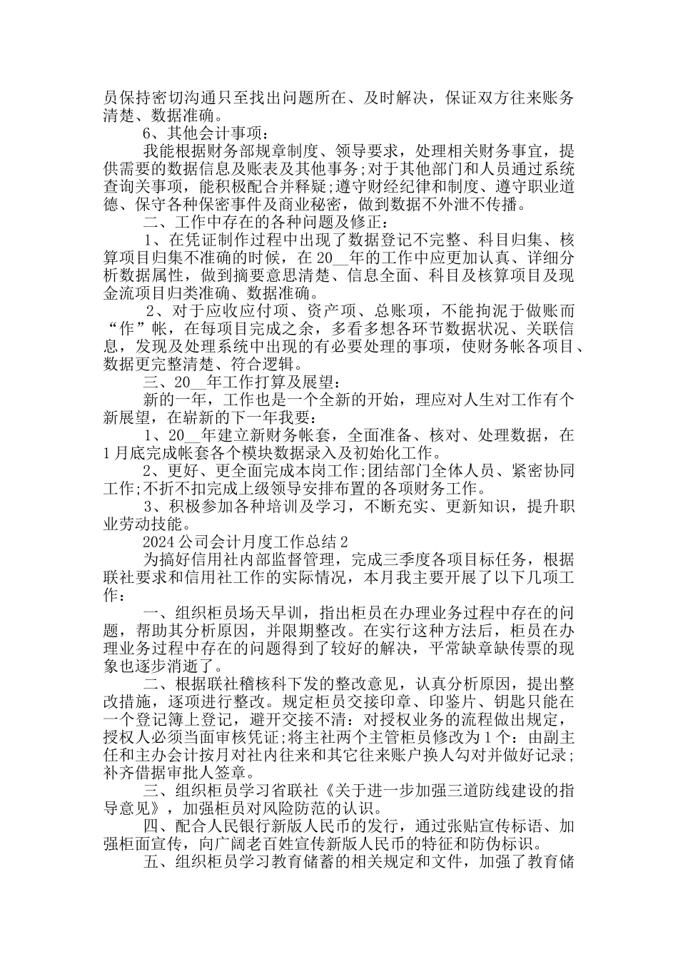 2024公司会计月度工作总结_第2页
