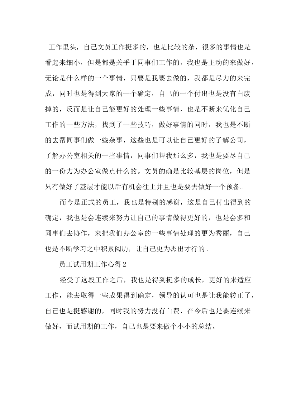 2024公司员工试用期个人工作总结五篇_第2页