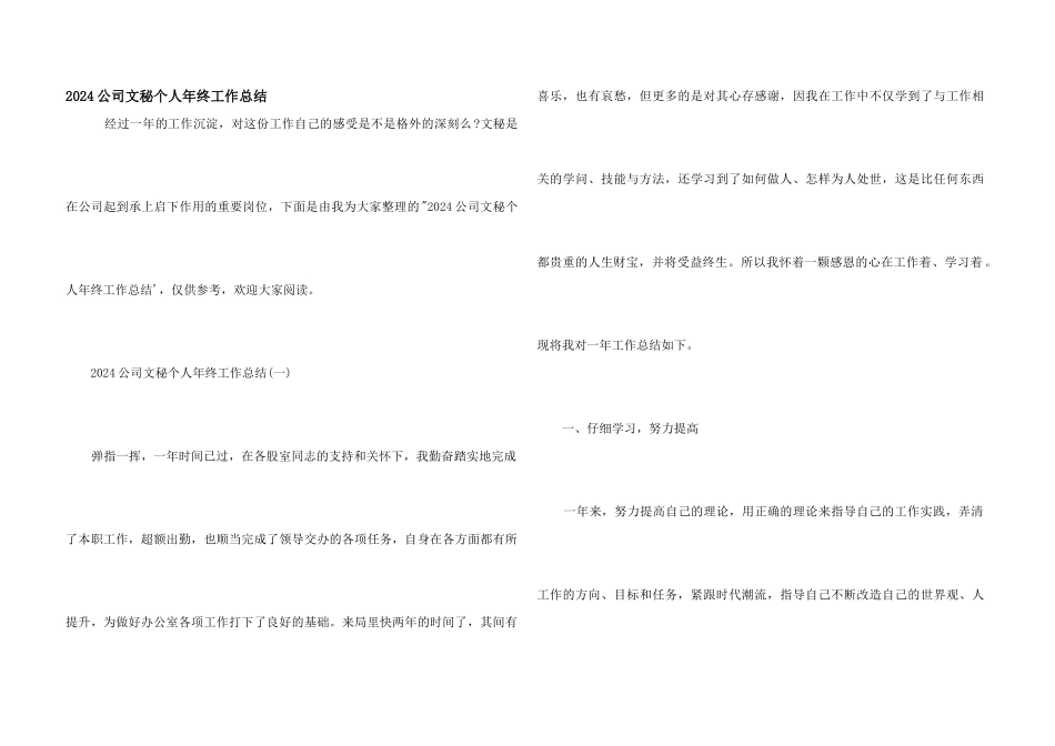 2024公司文秘个人年终工作总结_第1页