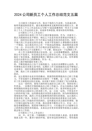 2024公司新员工个人工作总结范文五篇