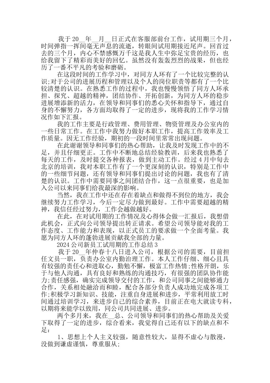 2024公司新员工试用期的工作总结_第2页