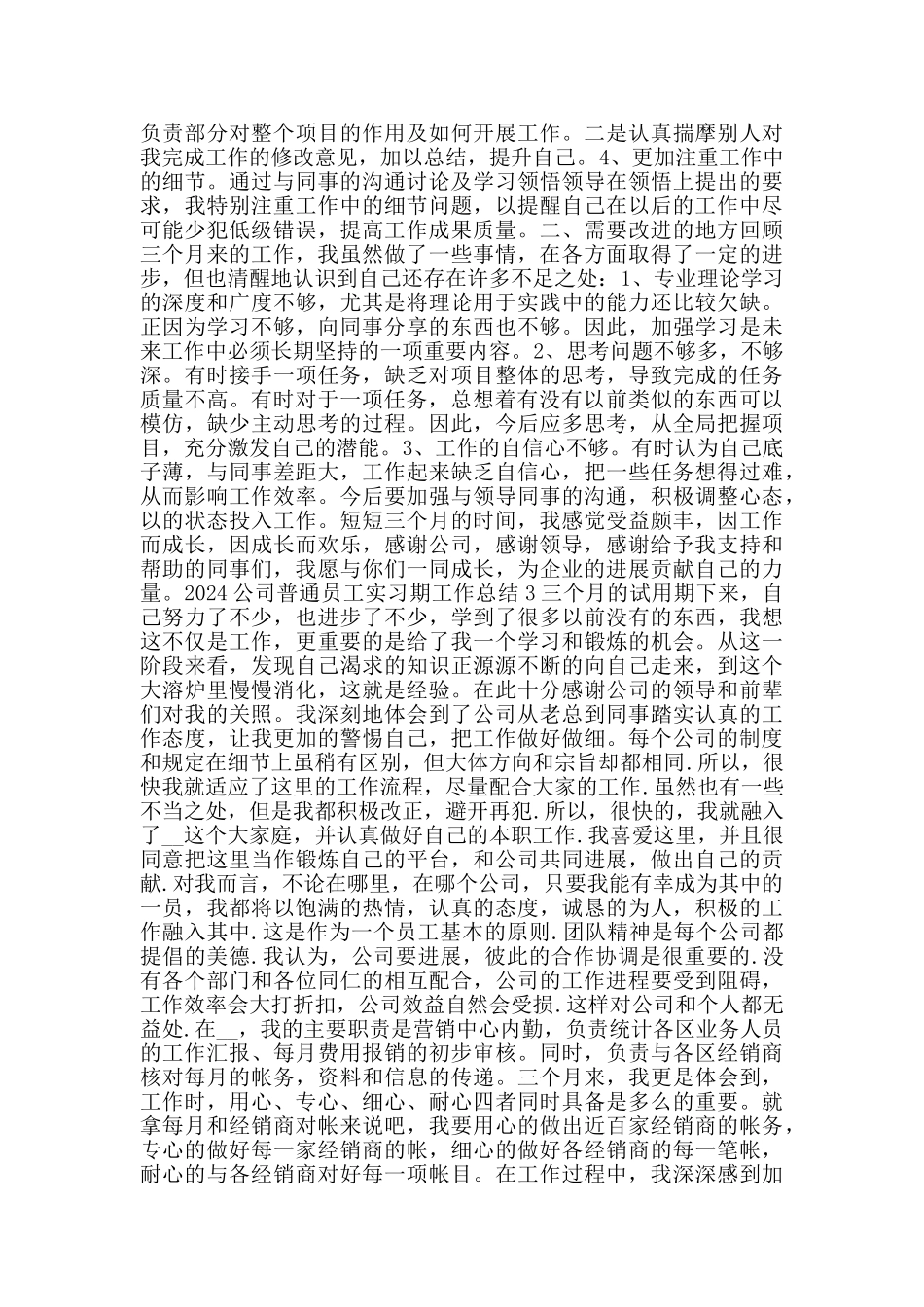 2024公司普通员工实习期工作总结_第2页