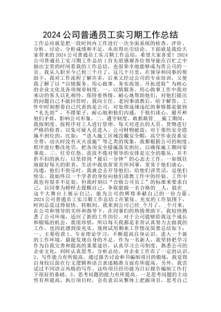 2024公司普通员工实习期工作总结