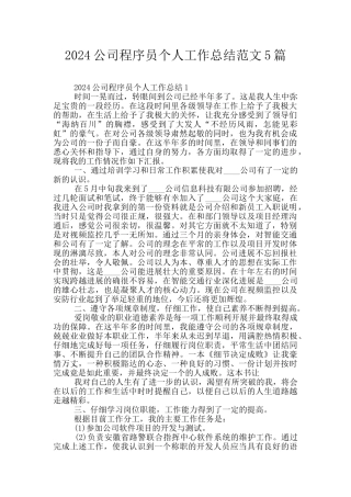 2024公司程序员个人工作总结范文5篇