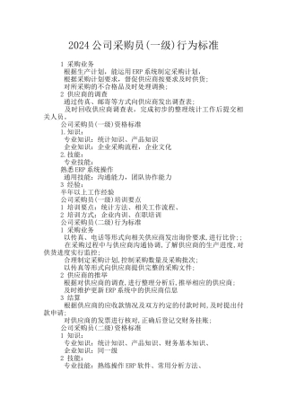 2024公司采购员行为标准