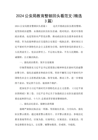 2024公安局教育整顿回头看范文