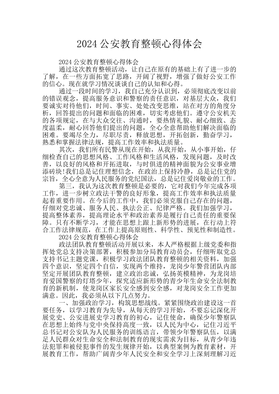 2024公安教育整顿心得体会_第1页