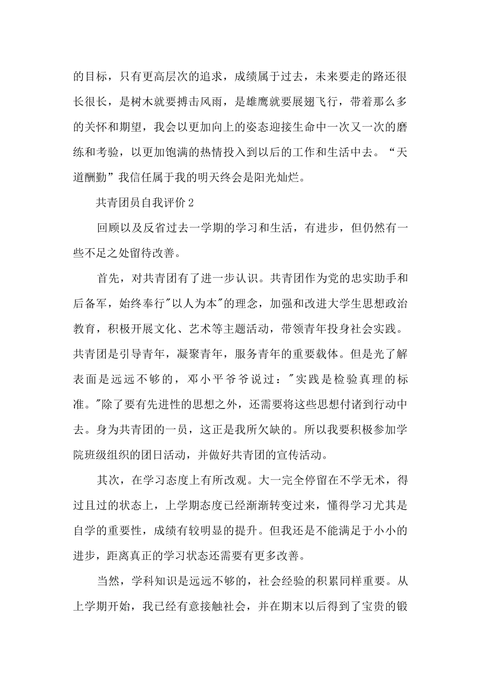 2024共青团员自我评价优秀7篇_第2页