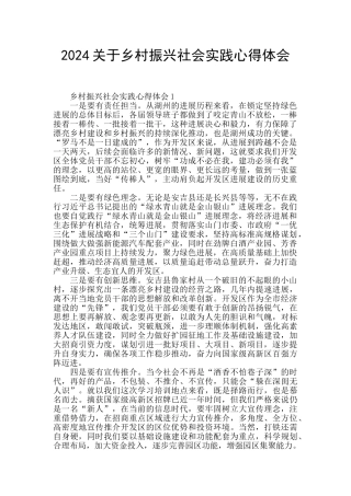 2024关于乡村振兴社会实践心得体会