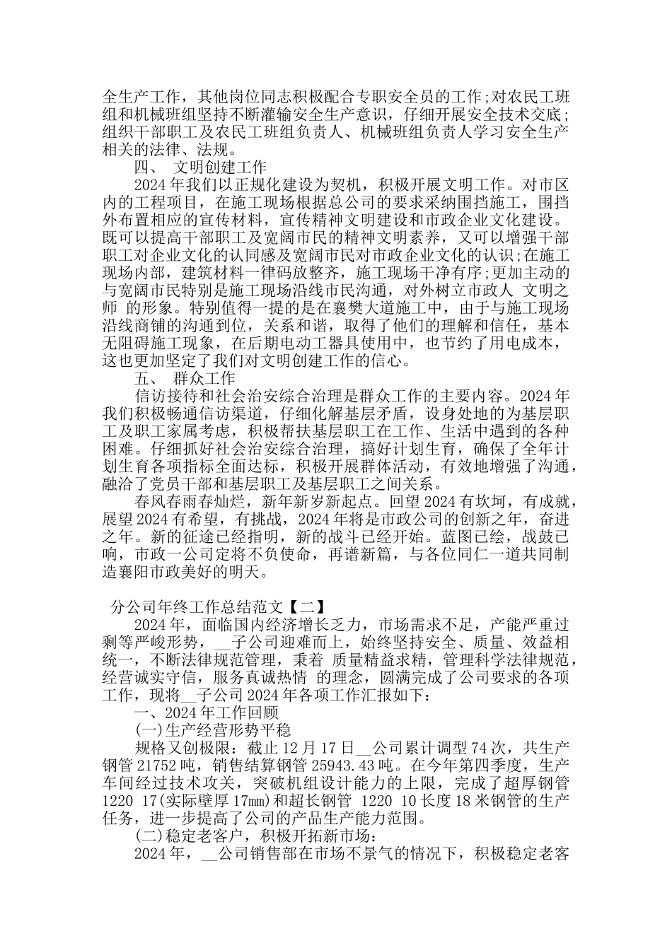 2024关于分公司的年终工作总结五篇_第2页