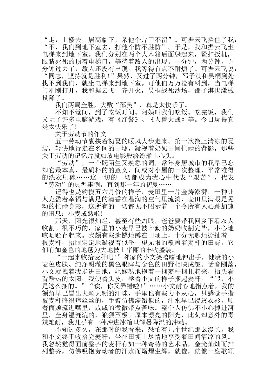 2024关于劳动节小学生的作文五篇_第3页