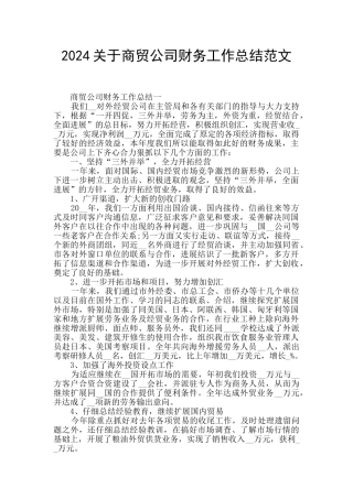 2024关于商贸公司财务工作总结范文