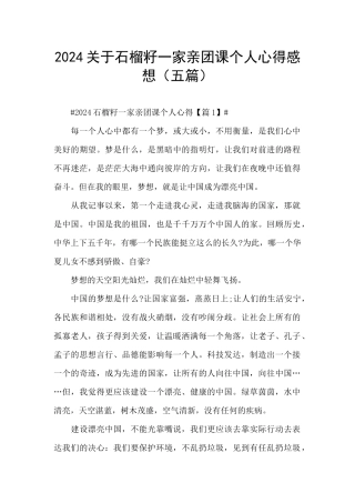 2024关于石榴籽一家亲团课个人心得感想