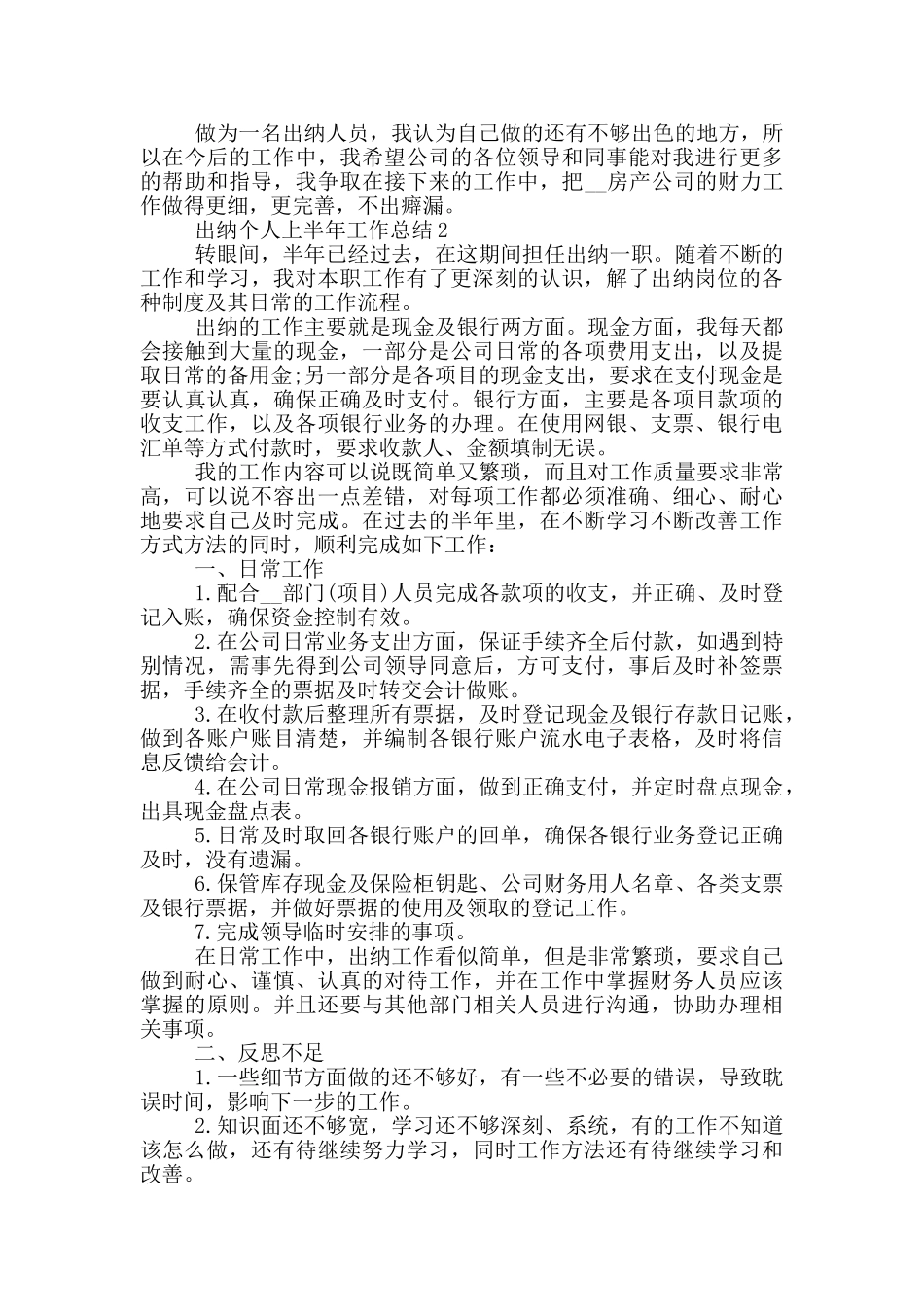 2024出纳个人上半年工作总结_第2页
