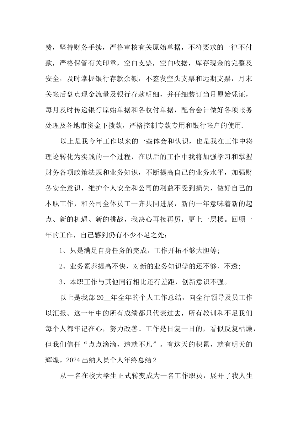 2024出纳人员个人年终总结_第2页