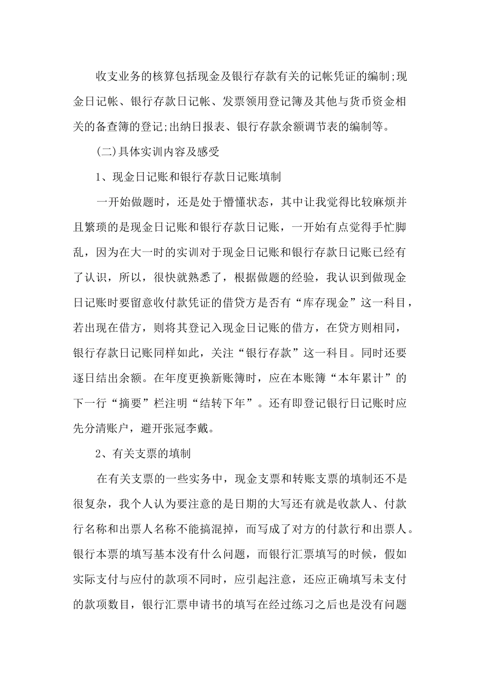 2024出纳实习工作总结_第2页