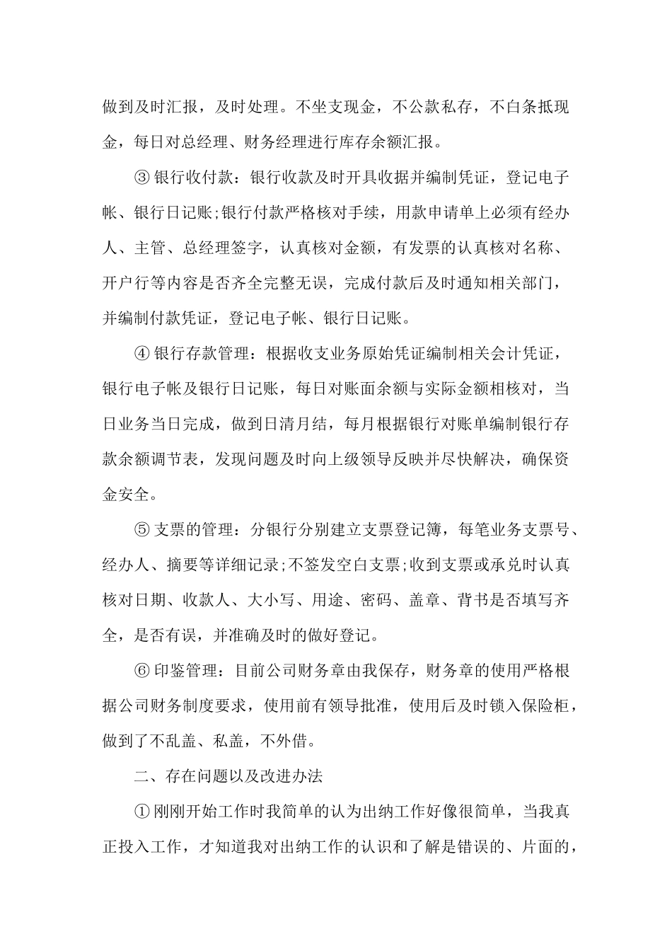 2024出纳工作总结模板5篇_第3页