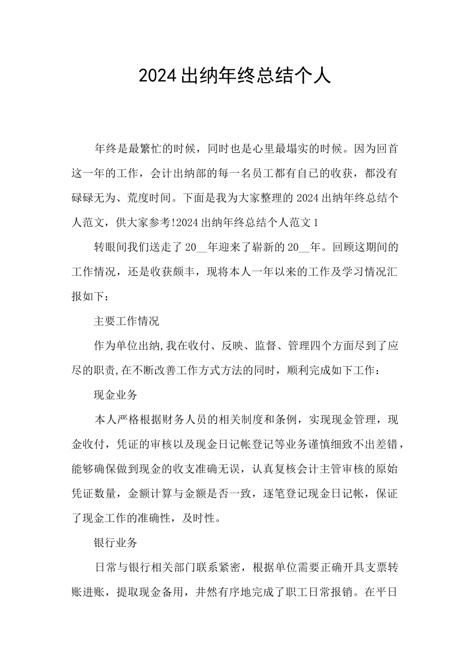 2024出纳年终总结个人_第1页