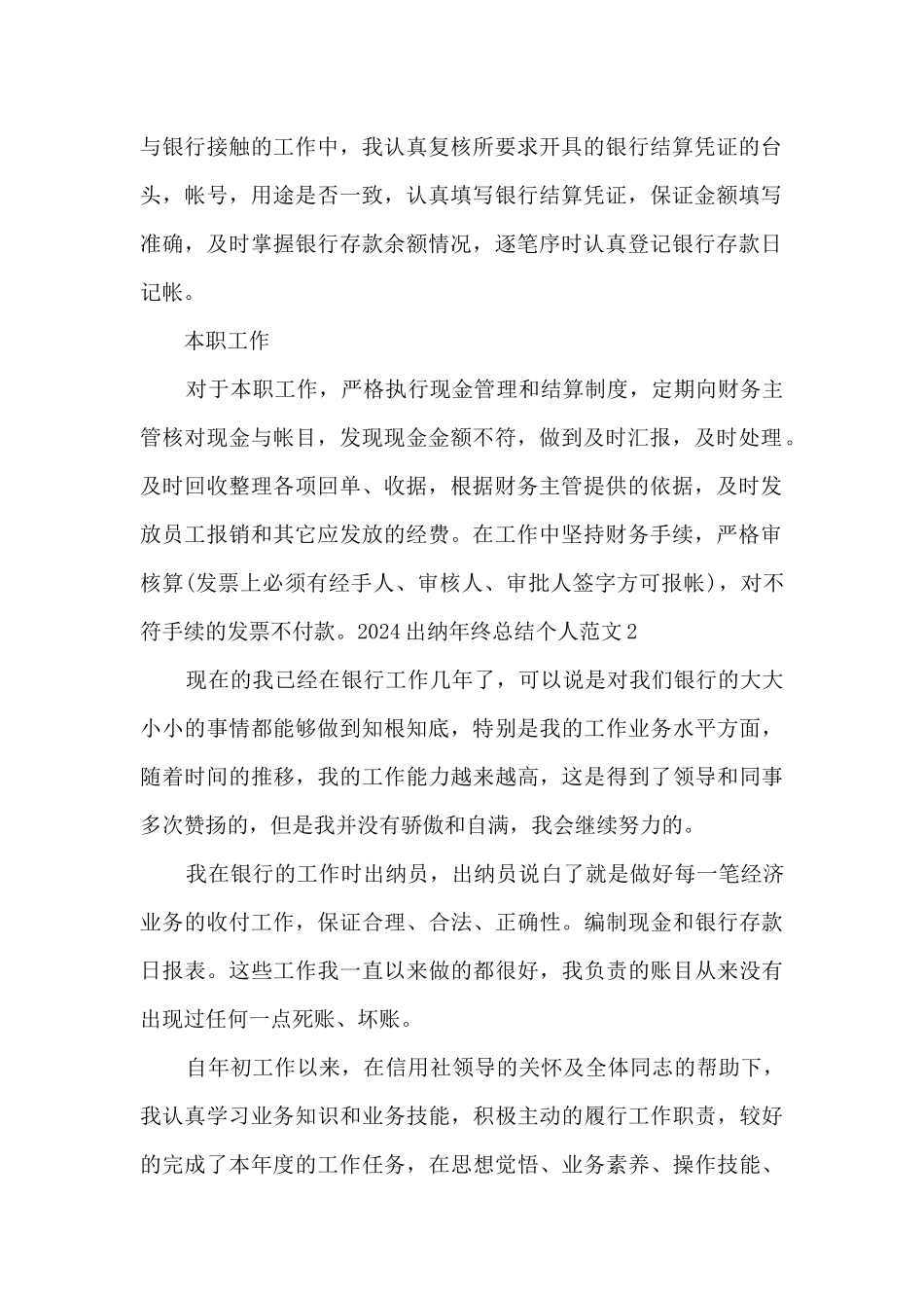2024出纳年终总结个人_第2页