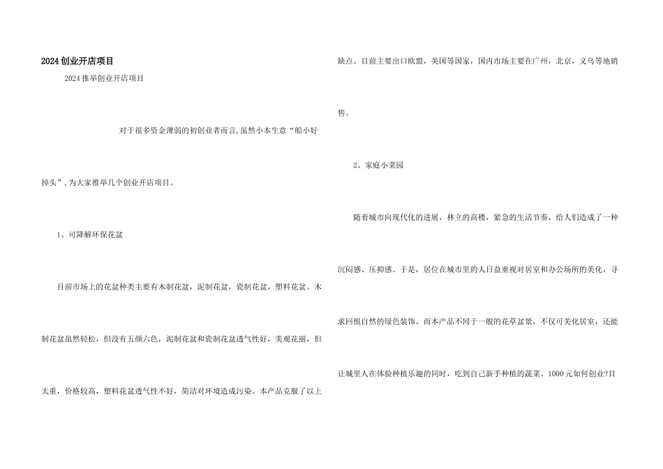 2024创业开店项目_第1页