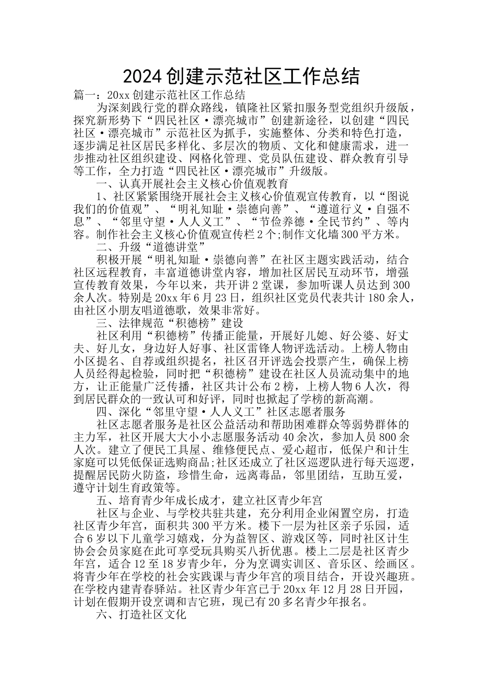 2024创建示范社区工作总结_第1页