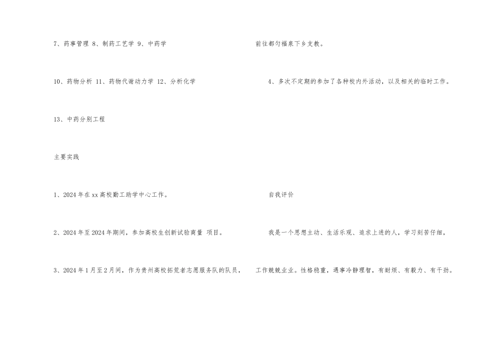 2024制药工程个人简历_第2页